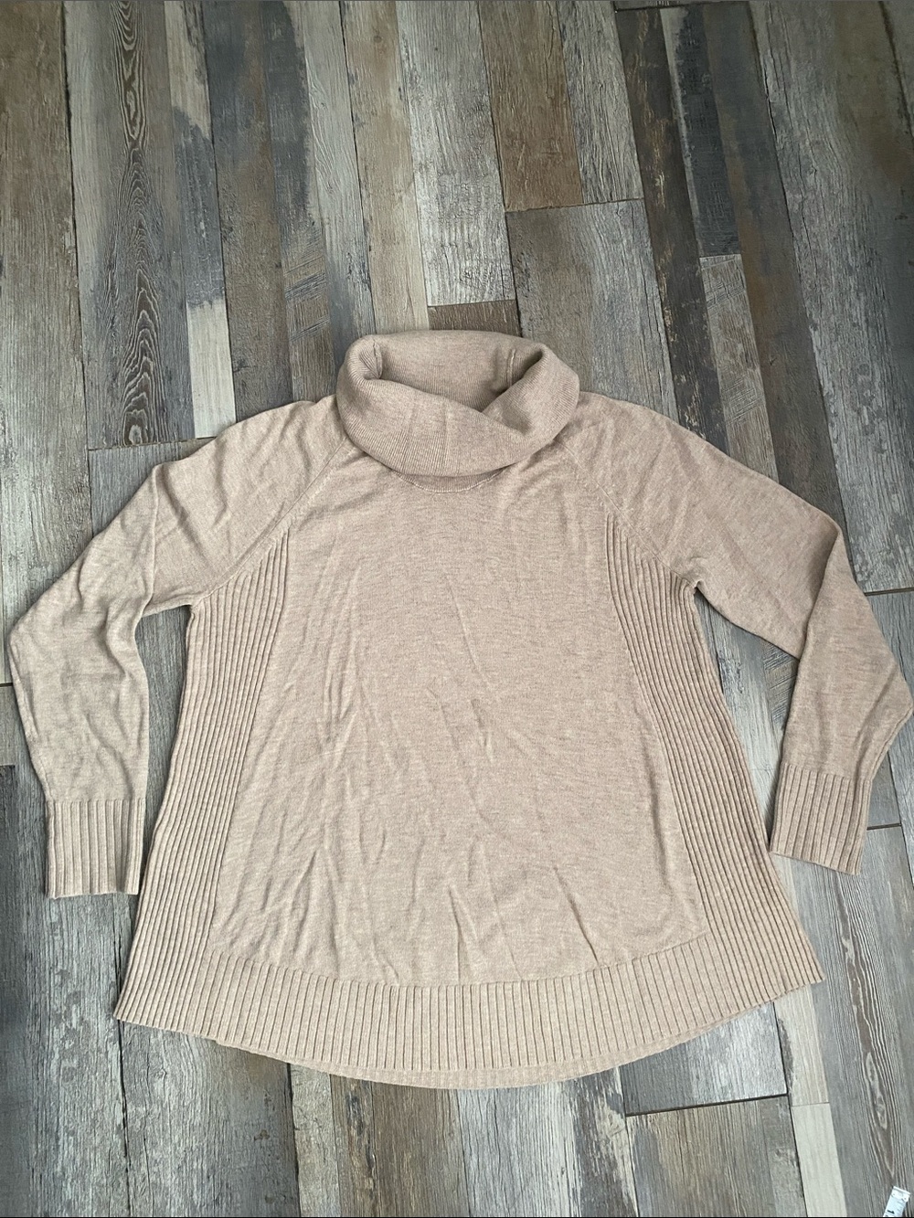 LOFT Beige Cowl Neck Tunic Sweater